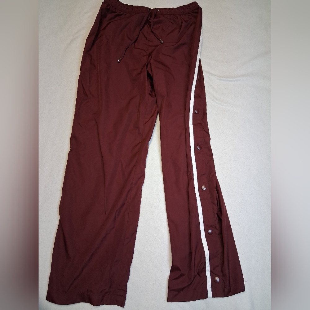 Y2K Womens Burgundy Snap Button Joggers - Picture 2 of 3